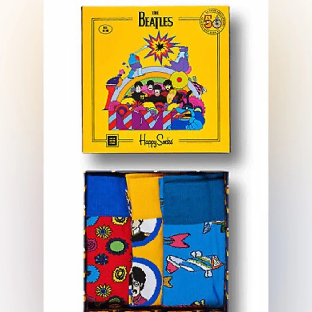 NWT Happy Socks The Beatles Limited Edition 50th anniversary cotton 3 pack socks